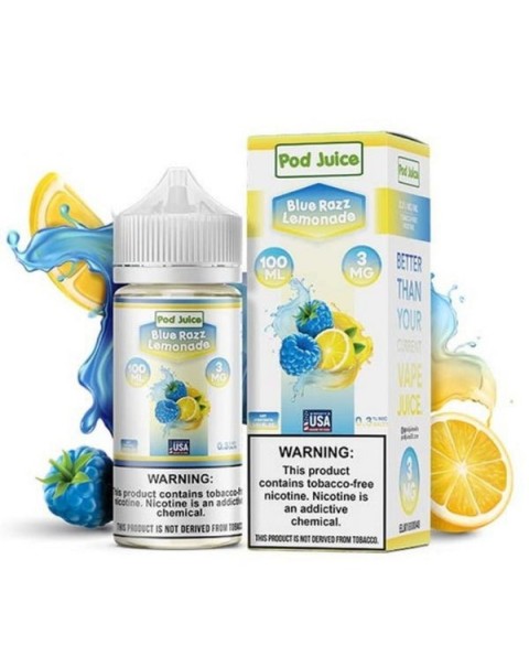 Blue Razz Lemonade Tobacco Free Nicotine Vape Juice by Pod Juice