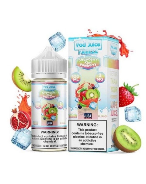 Strawberry Kiwi Pomberry Freeze Tobacco Free Nicotine Vape Juice by Pod Juice