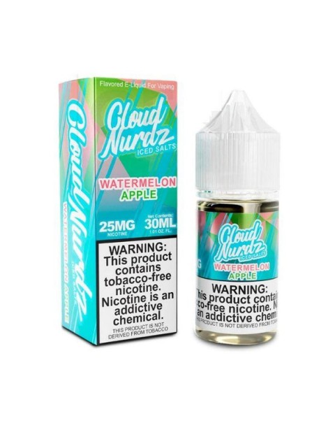 Watermelon Apple Iced Tobacco Free Nicotine Salt Juice by Cloud Nurdz