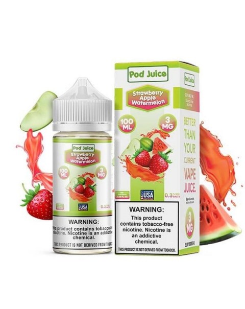 Strawberry Apple Watermelon Tobacco Free Nicotine Vape Juice by Pod Juice