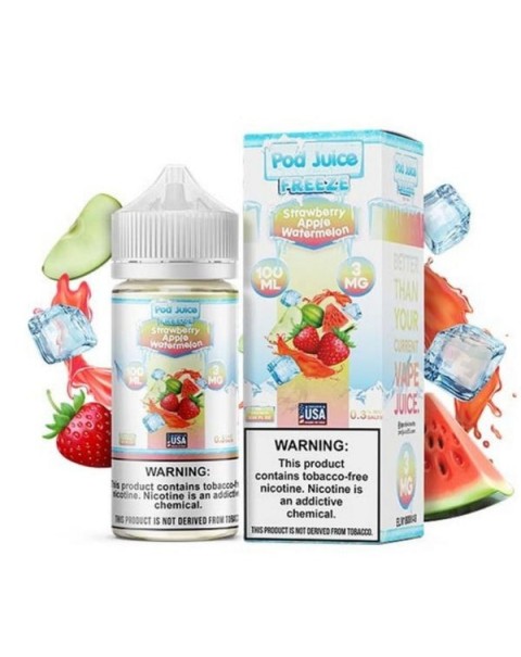 Strawberry Apple Watermelon Freeze Tobacco Free Nicotine Vape Juice by Pod Juice