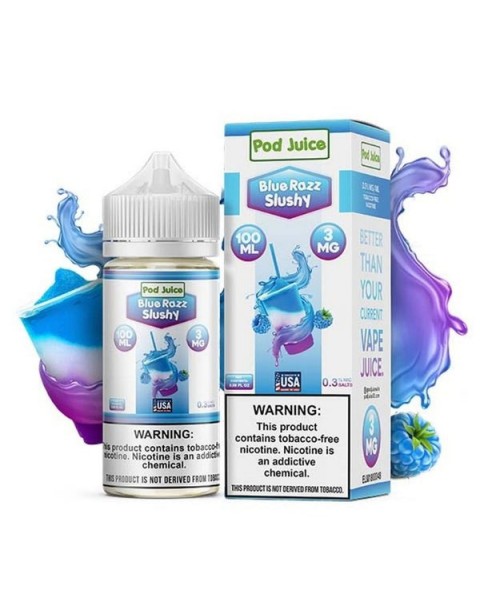 Blue Razz Slushy Tobacco Free Nicotine Vape Juice by Pod Juice