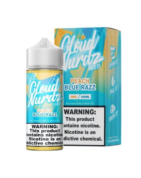 Peach Blue Razz Iced Tobacco Free Nicotine Vape Juice by Cloud Nurdz